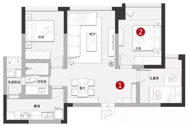 109平北欧三居，大理石+木饰面打造的电视墙你见过吗？