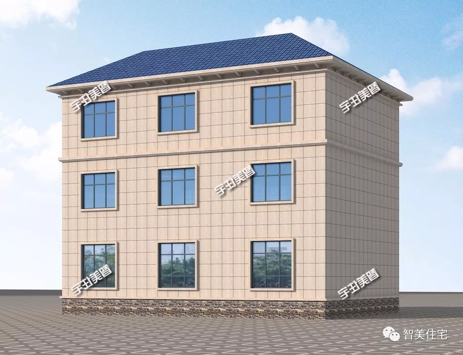 14.6×12.3米三层别墅，带堂屋设计，室内9卧室！