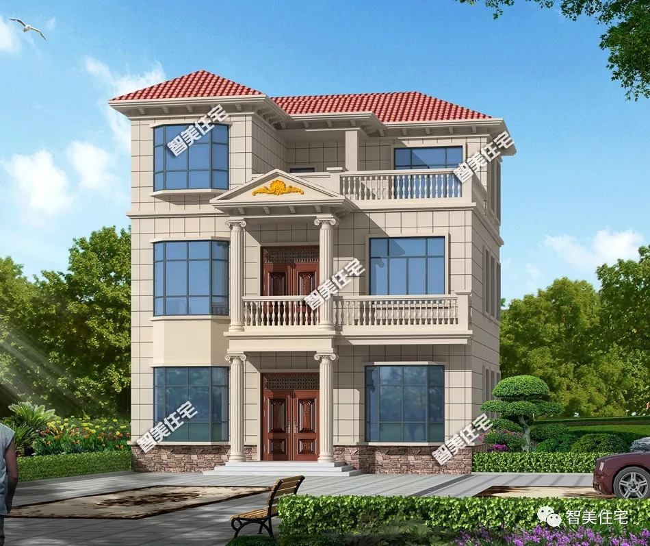 两栋带飘窗设计的农村别墅，30万建一栋，户型二已经很有名气