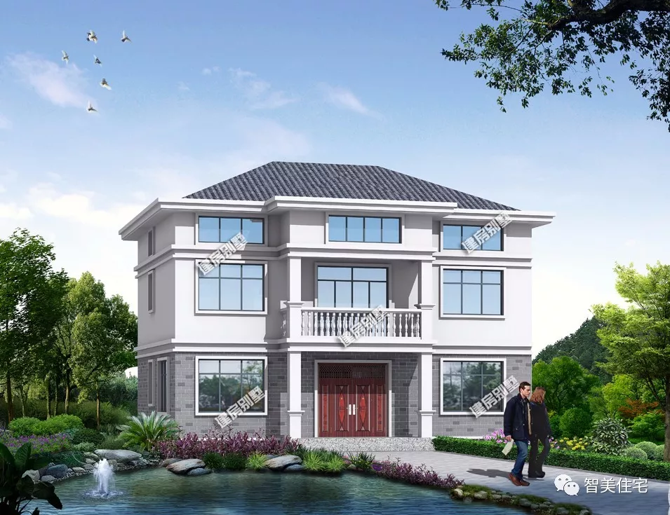 带阁楼层的两栋别墅，第二栋造价低，16万就能建