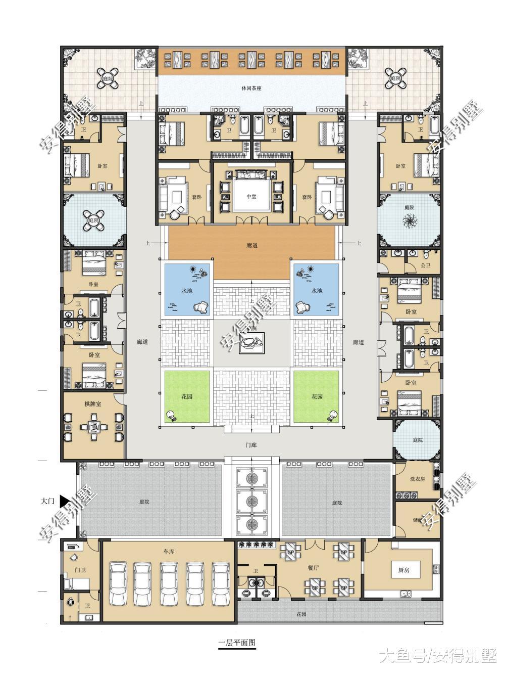 农村自建一层新中式四合院, 建筑好看庭院迷人, 居家和民宿的好房子