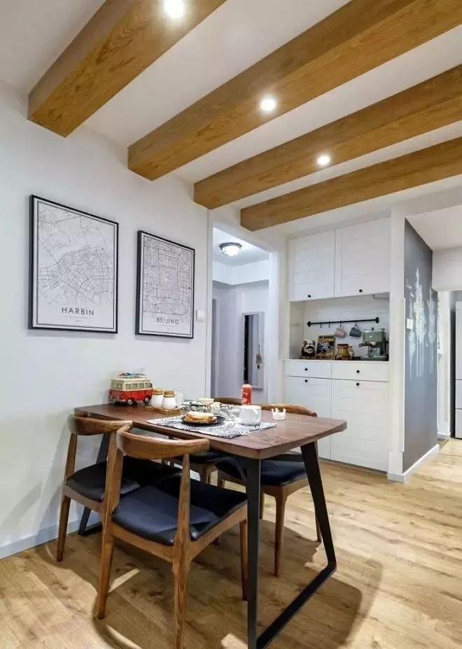 72平的北歐風小戶型二居室，異形的玄關還更顯寬敞