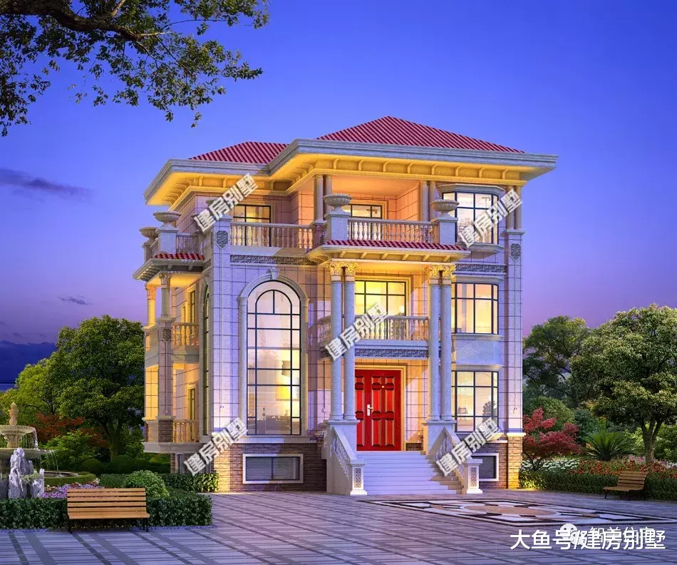 3栋建在农村的豪宅，外观都比较相似，每个村子能有一栋就不错了