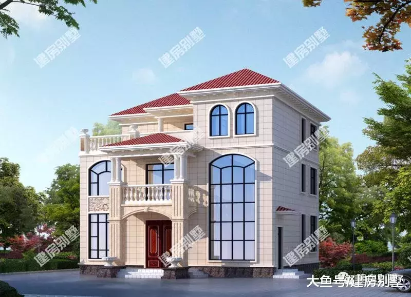 带落地窗和凉亭设计的自建房，造型都很美，室内舒适大气