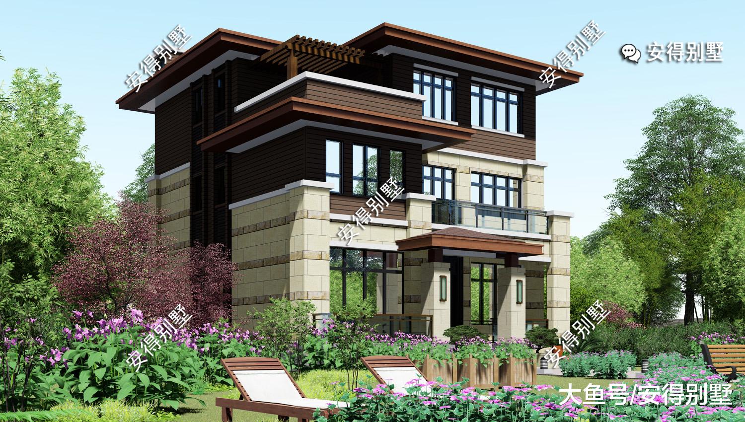 新中式别墅设计，占地128平面，经典大气