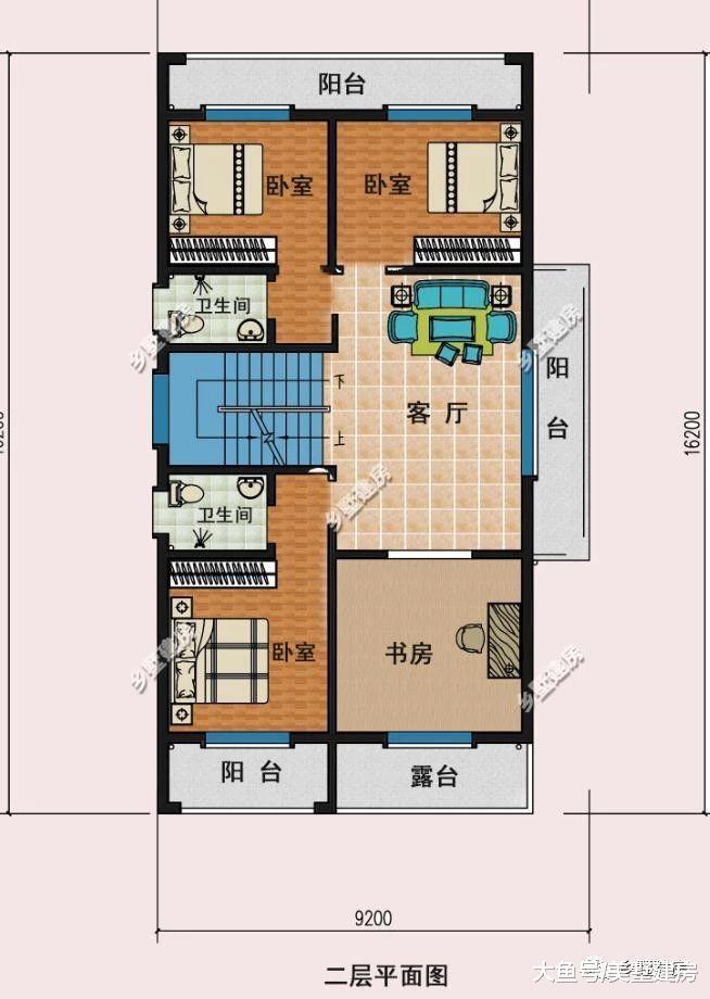 三层农村小洋楼, 9米左右的小面宽不用愁, 教你建好房