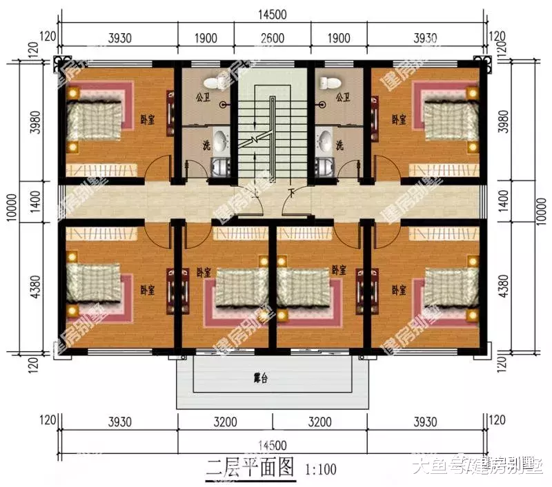 两栋造价低且实用的双拼别墅，面宽都不大，第二栋平屋顶设计
