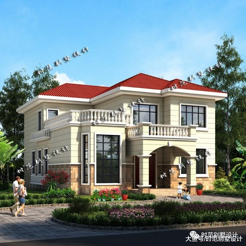 12x13米二层小别墅，挑高客厅5室4卫，适合农村自建