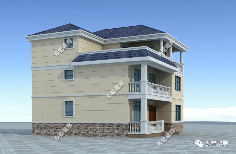 11×11米三层农村别墅，简约欧式风，自建房的首选！