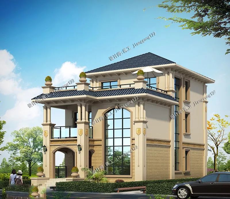 开间仅8米也能建豪宅，三层带庭院，造价只要30万，谁猜的到？