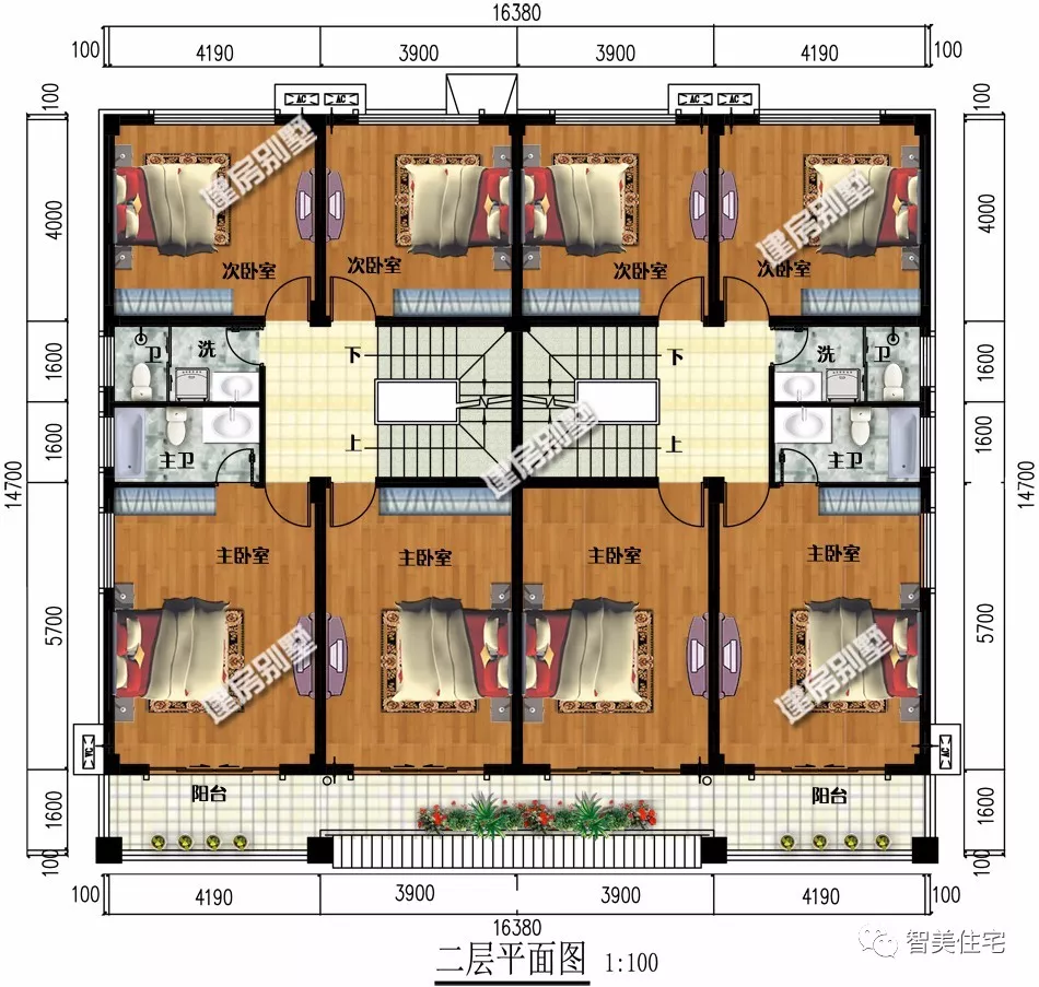 通透性好，共堂屋设计的双拼别墅，卧室多很方便