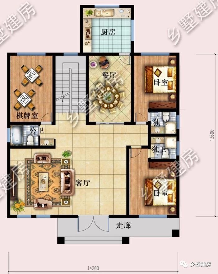 14x14米农村二层欧式别墅，大气端庄，建一栋羡煞旁人无数！