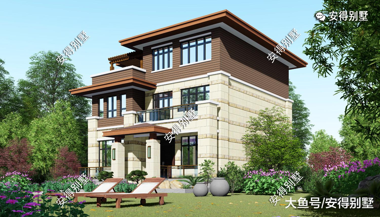 新中式别墅设计，占地128平面，经典大气