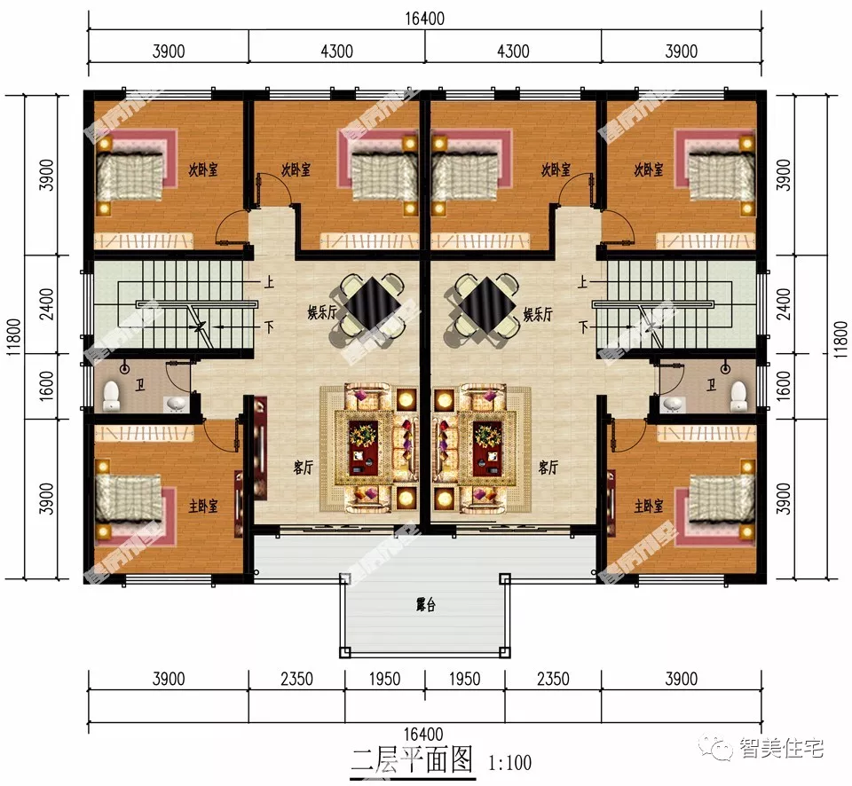 宽15-16米左右的双拼别墅，第一栋客厅挑空共堂屋，很受欢迎