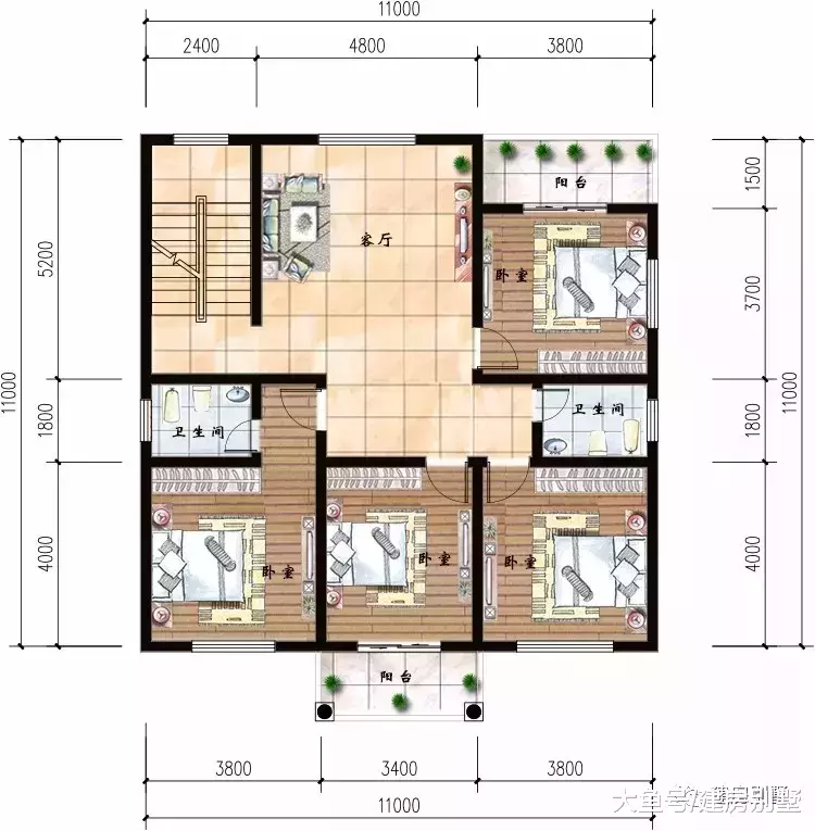 两栋11×11米的农村自建房, 简单实用卧室多, 主体30万