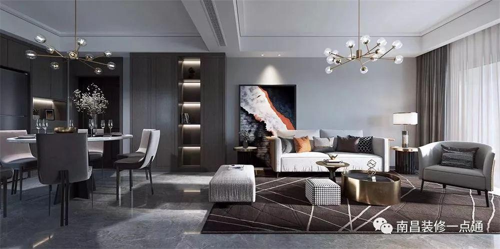 君悦府95平三房不一样的现代简约，木饰面用这种色超级显高级！