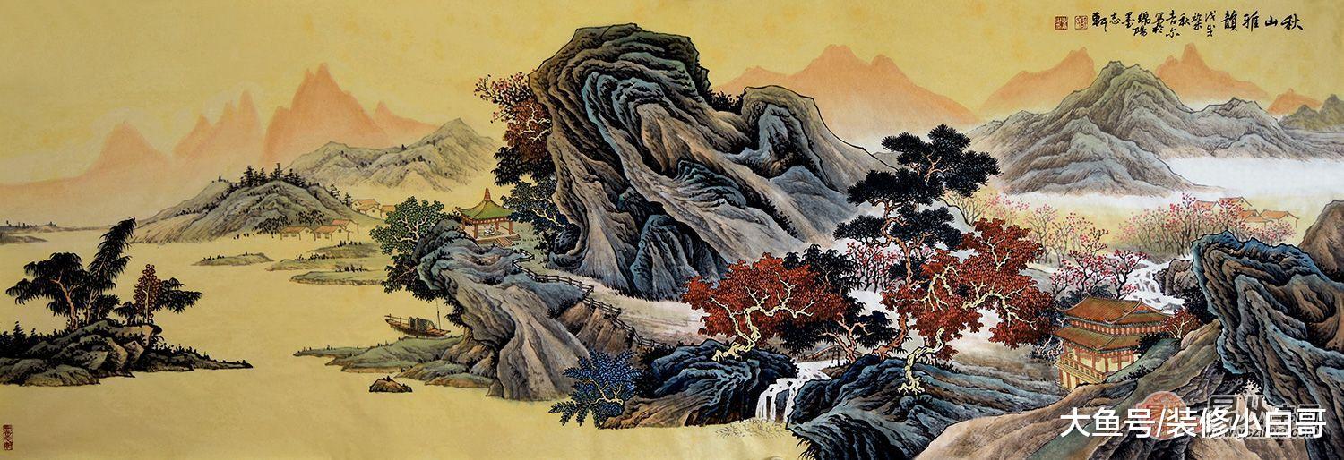 沙發背景墻掛什么畫好？許吉爾山水畫裝飾包您滿意