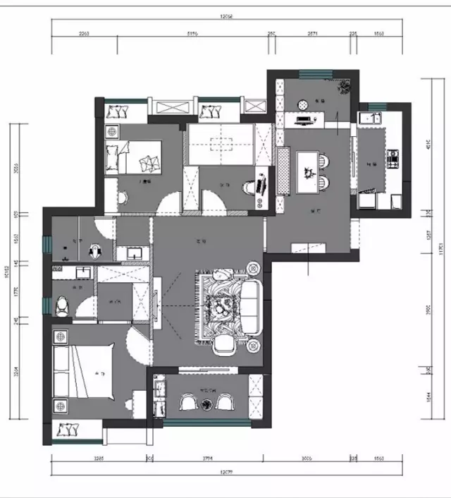 124平的现代美式风三居室，清新的色调带来舒适感