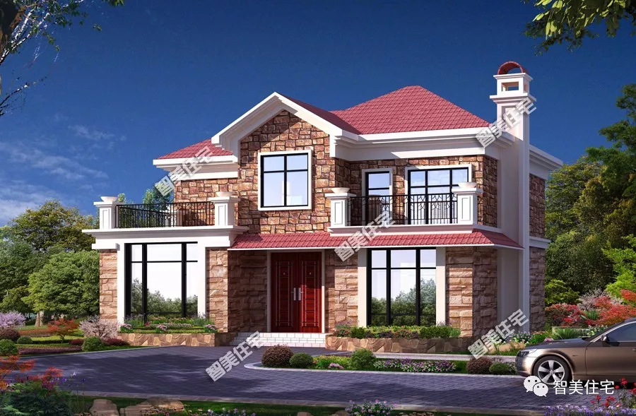 造价25万，带烟囱装饰物的两层别墅，自建房中的优秀代表