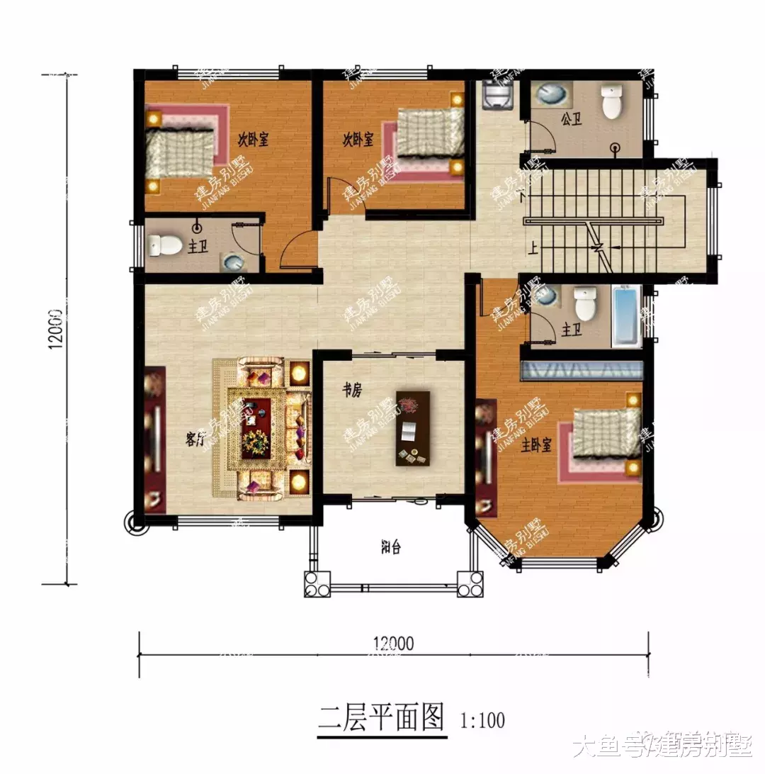 面宽12米的两栋农村别墅，第一栋红的喜庆，第二栋30万
