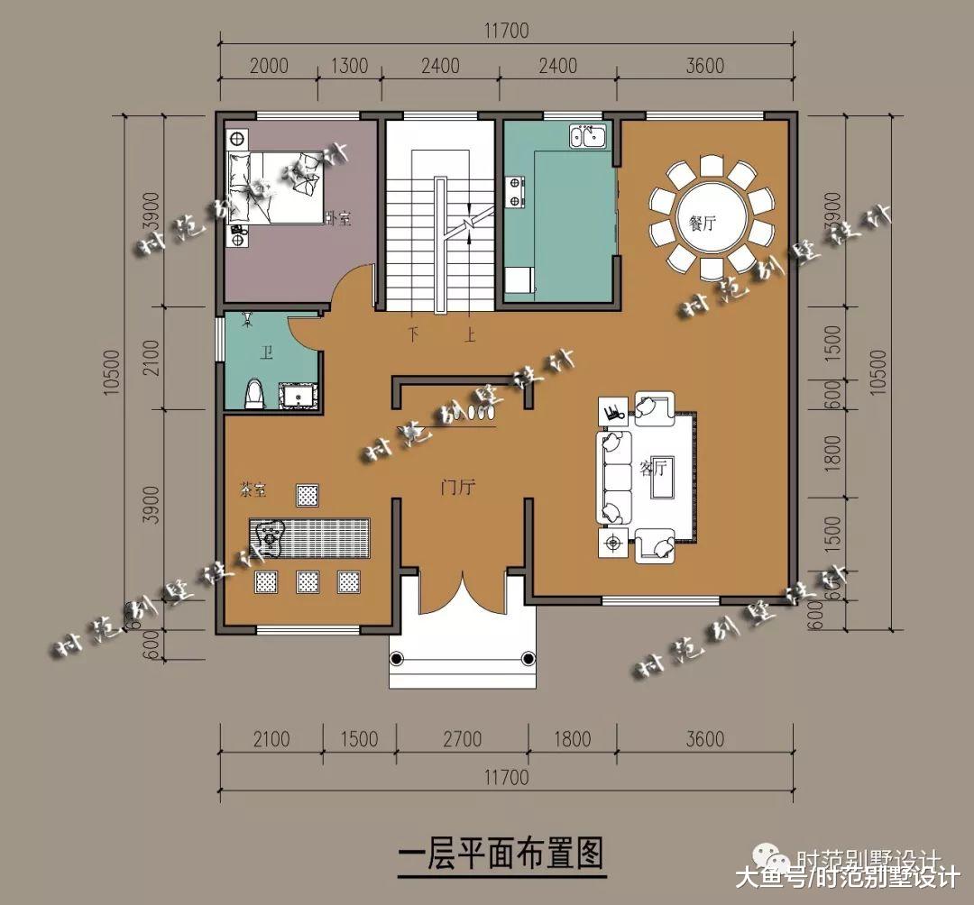 10x11米三层欧式别墅，复式客厅带茶室衣帽间，6室2厅，适合农村自建