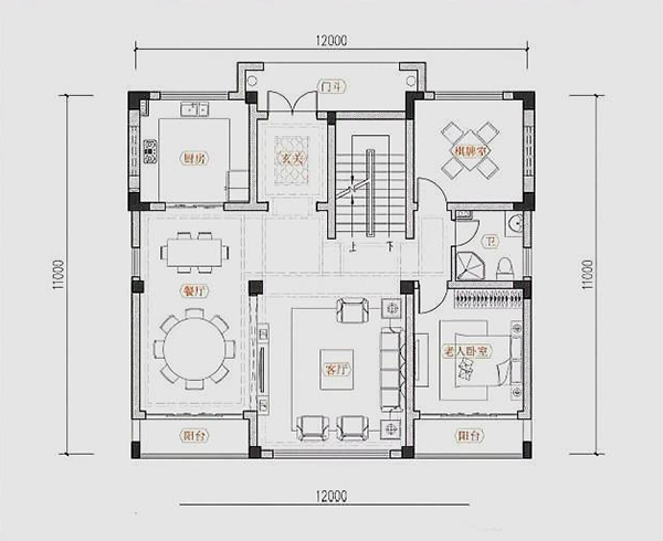 12x11M小占地中式别墅, 房间超多娱乐休闲设施完备, 在农村也不怕无聊