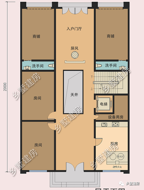 13x20米，农村窄面宽五层自建房别墅，大气实用值得建！