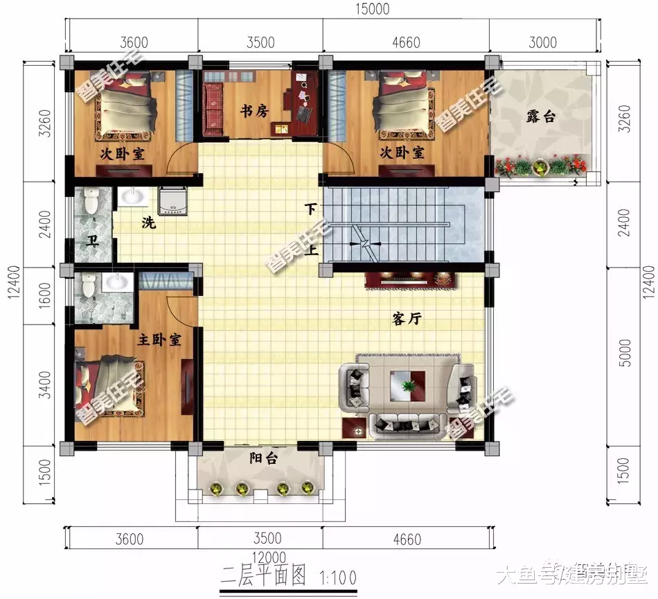 15×12.28米农村别墅，厨房单独建，美好生活从盖新房开始