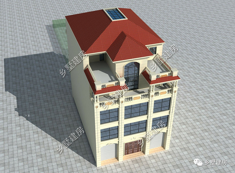 13x20米，农村窄面宽五层自建房别墅，大气实用值得建！