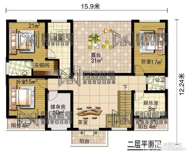 15x12米农村二层别墅，外观时尚，建上一栋全村都羡慕