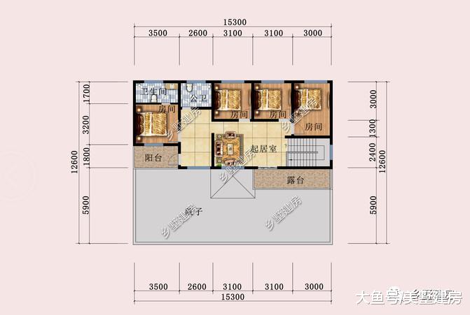 15x13米二层别墅，内设6卧3卫，23万人人都能建！