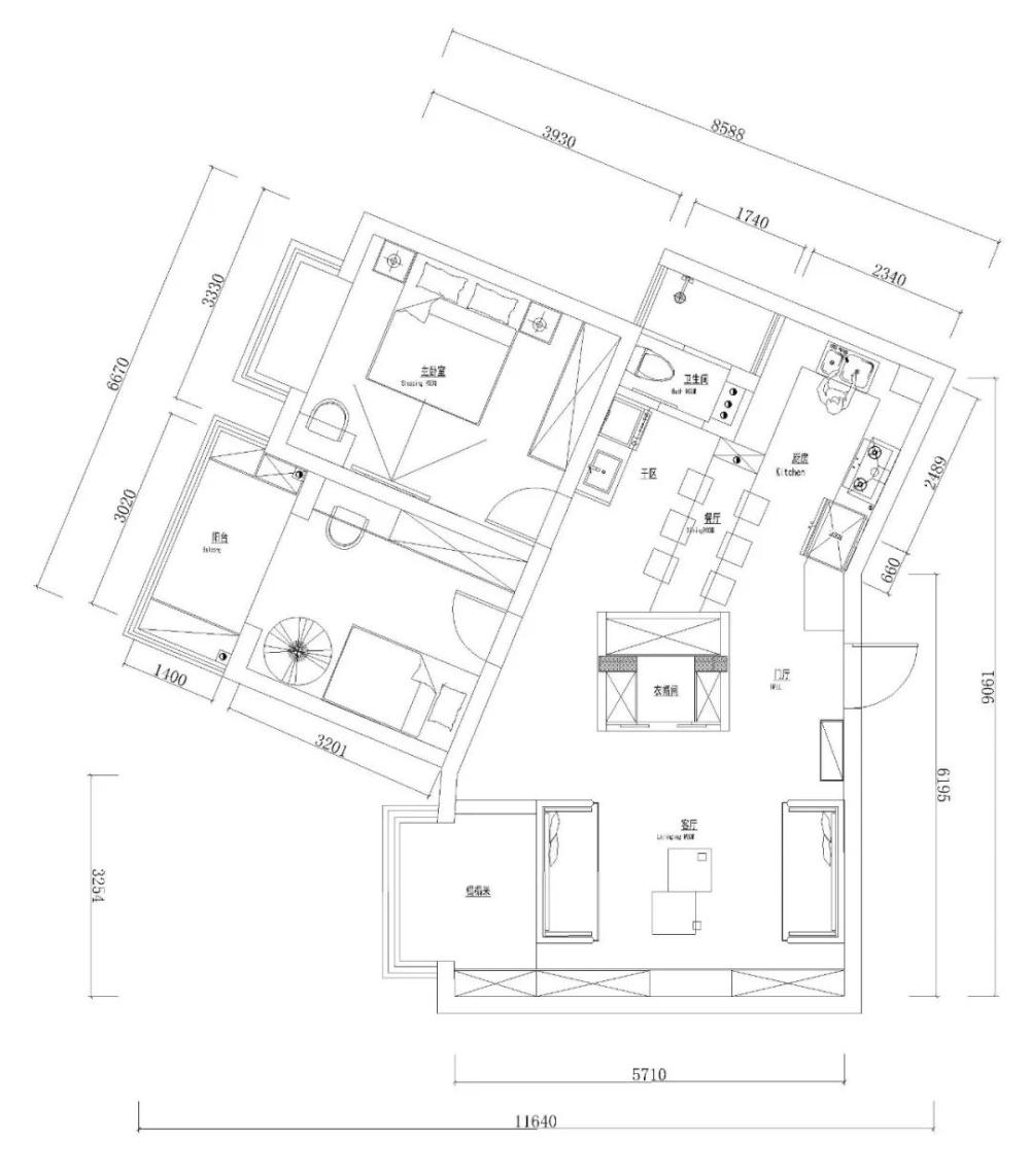 80㎡现代轻奢, 大胆的格局, 有趣的配色!