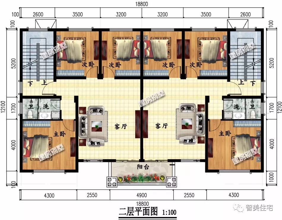 两栋共堂屋设计的双拼别墅，外观简约又大气，第二栋主体30来万