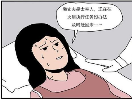 搞笑漫画: 宇航员的太太生孩子, 一看就知道是亲生的!