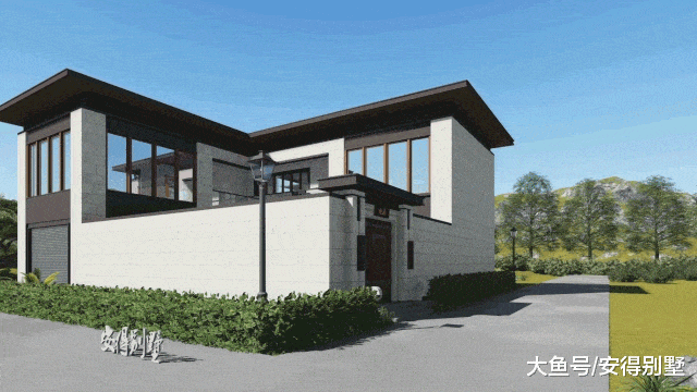 花55万建一栋现代中式的2层合院别墅, 建筑外观大气, 居住起来还舒适