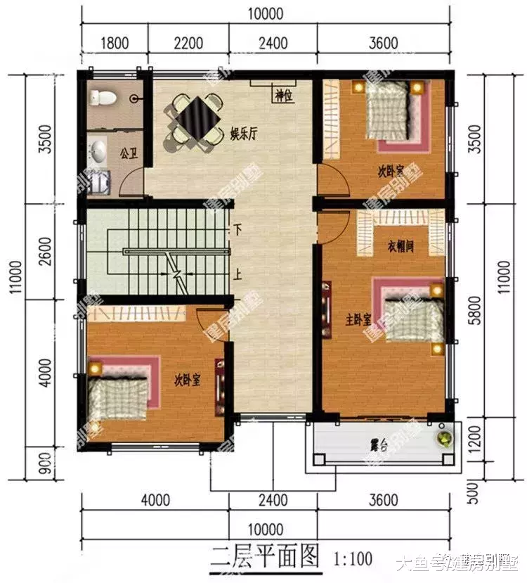 平屋顶设计的两层农村别墅, 户型简单造价极低, 很实用