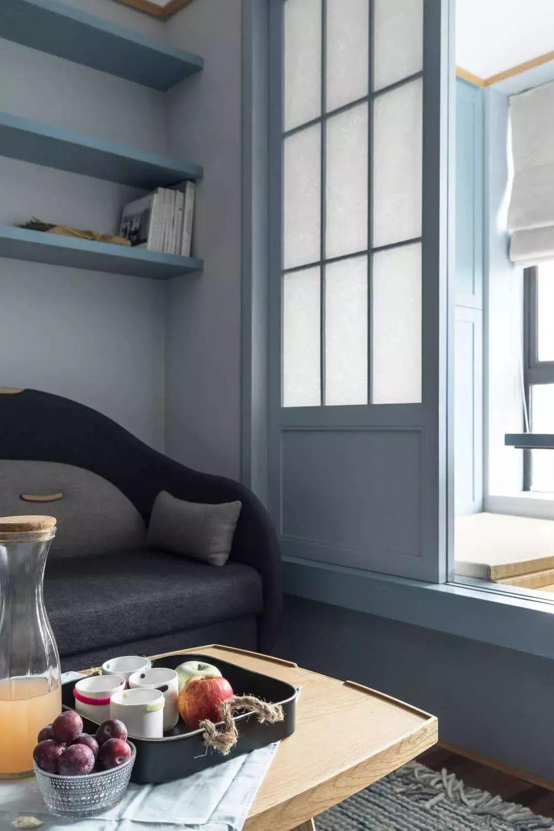 70㎡蓝灰色家居空间，真美!