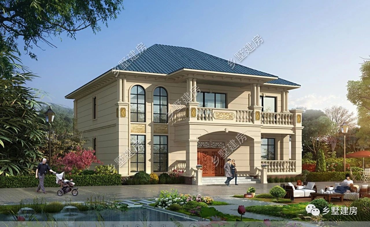 14x14米农村二层欧式别墅，大气端庄，建一栋羡煞旁人无数！
