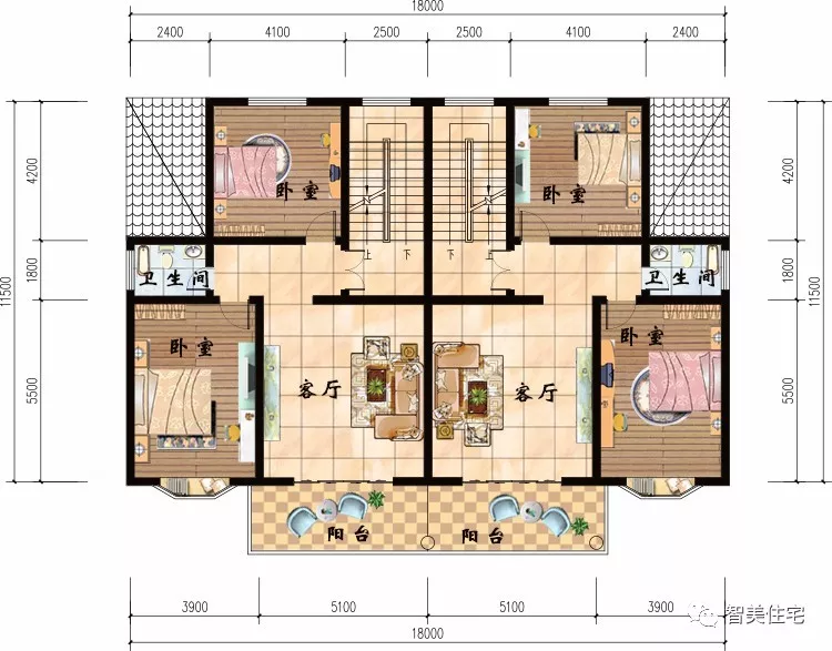 3栋宽18米的双拼别墅，建第一栋的乃有钱人家，造型很豪华