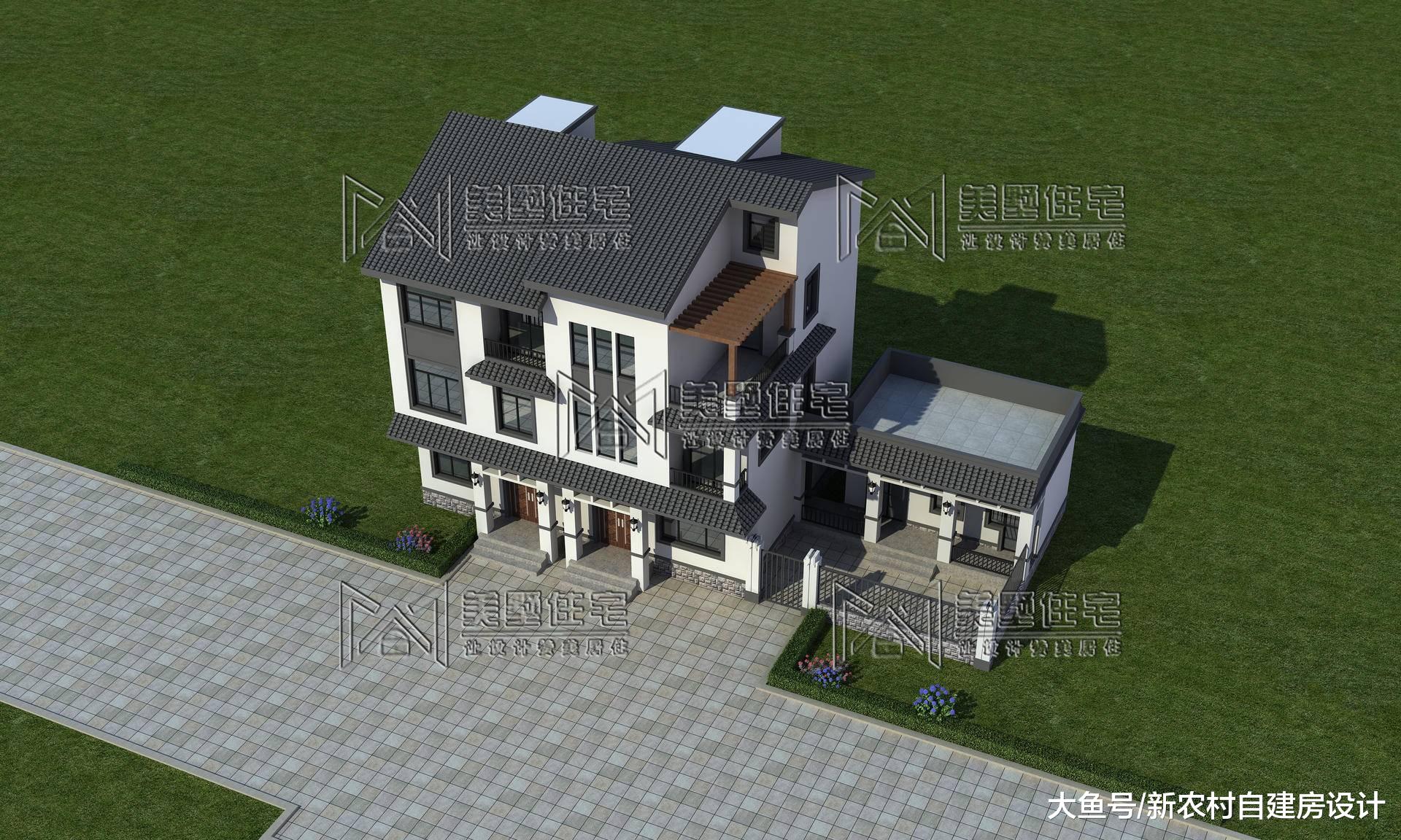 占地120平照样建中式双拼，两兄弟这样建房，家庭才和睦