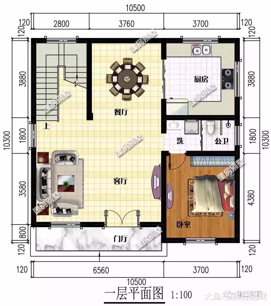 宽10.5米的两栋四层农村别墅，都是很适合在老家建的房子