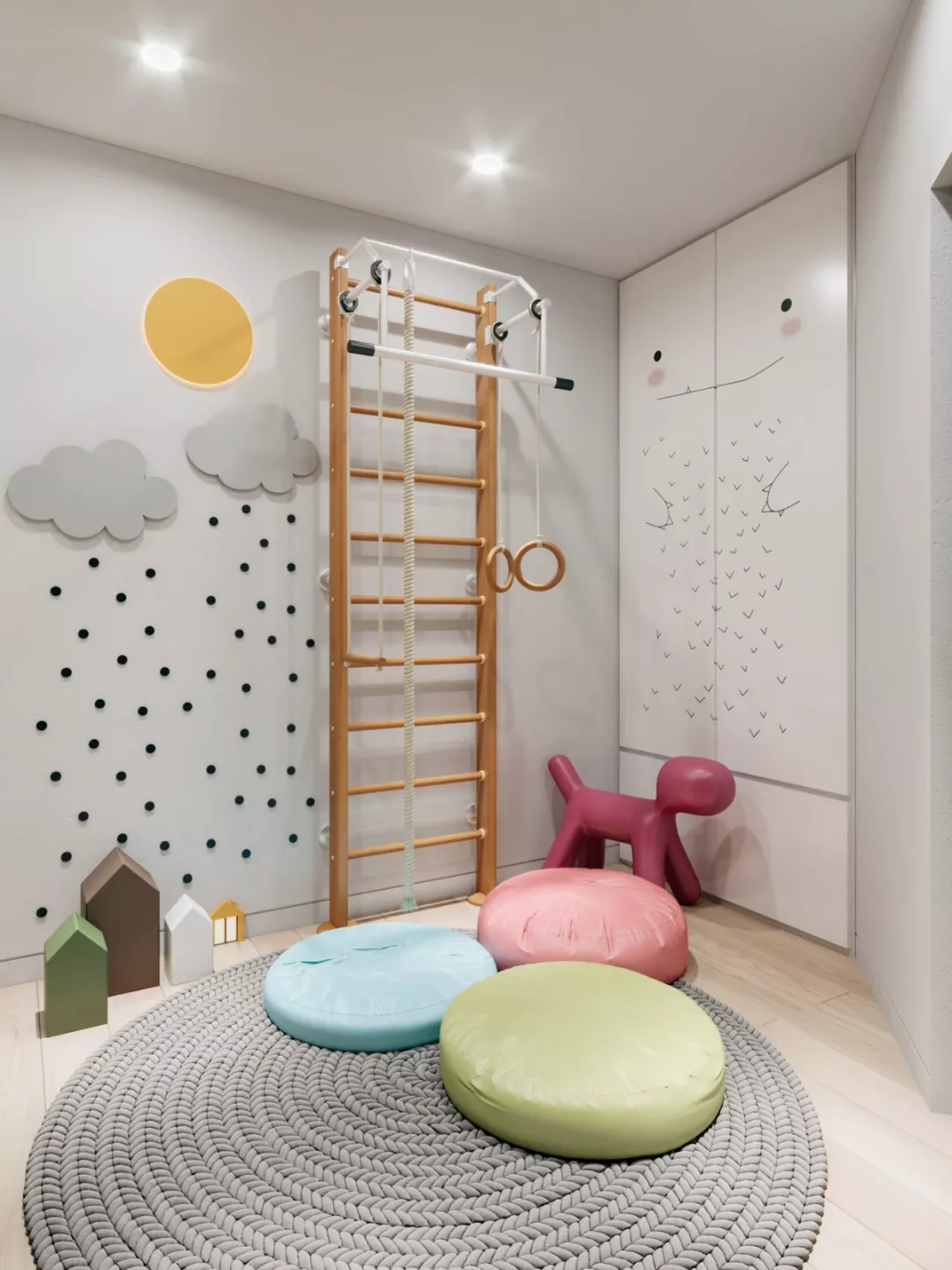 蓝绿撞色系！活力缤纷的家庭住宅设计！