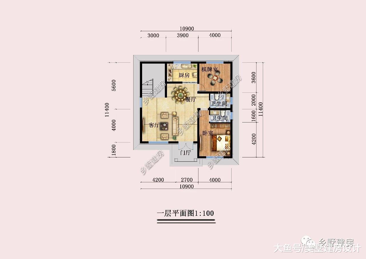 10.9X11.4米三层农村别墅，端庄耐看，想建房的值得一看