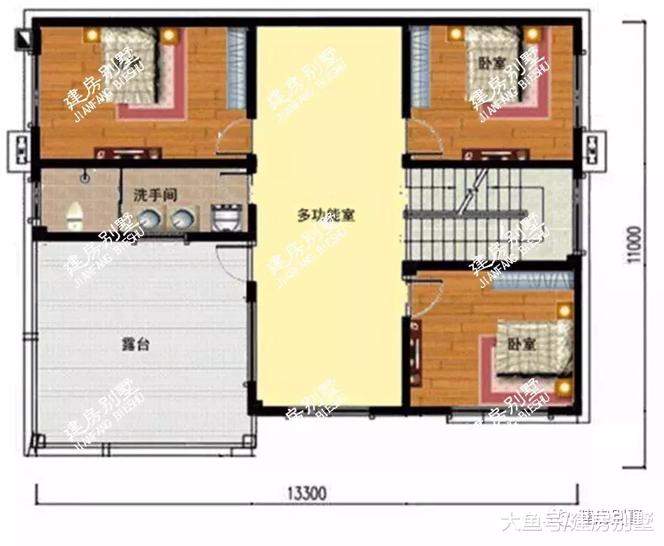 两栋三开间设计的小别墅户型，造价经济是基本要求