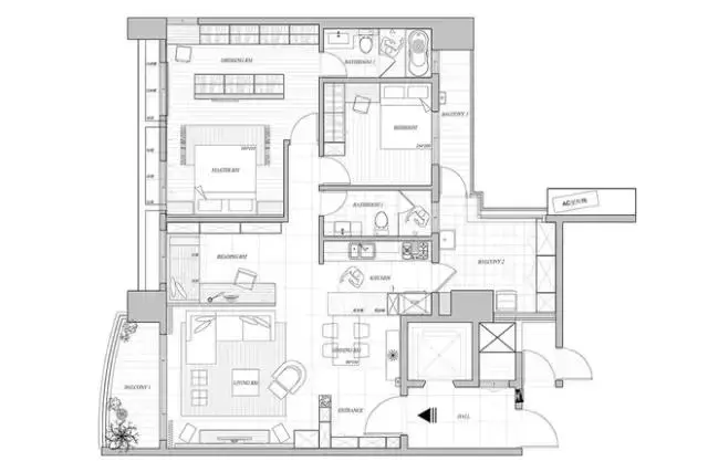 时尚的139平现代三居室, 在带衣帽间的卧室里还挤出了一个书房, 好赞!