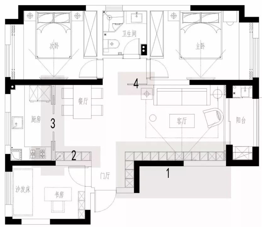98m2黑白灰三居室，年轻人喜欢的时尚简约风！