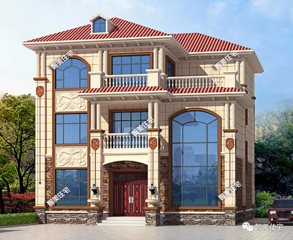 宽12米的两栋农村别墅，第一栋客厅挑空，第二栋建的人非常多