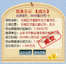 总成交价1.04亿！济宁城区成功出让3宗地块