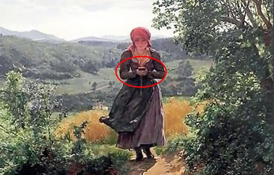 有人“穿越”了？19世纪油画出现苹果手机，结果大跌眼镜