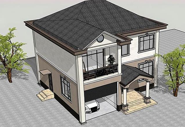 占地100平二层经典欧式别墅, 方正大气, 造价30W以内, 年轻家庭值得拥有